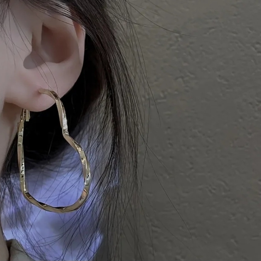 Gold-Tone Heart Hoop Earrings